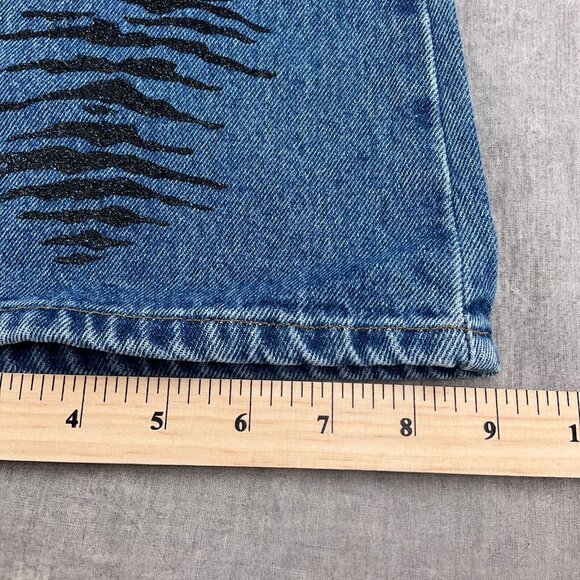 Red X Jeans Juniors 11 29Wx 31L Blue Black Tiger Stripe Glitter Bootcut Rock NWT - Picture 11 of 14